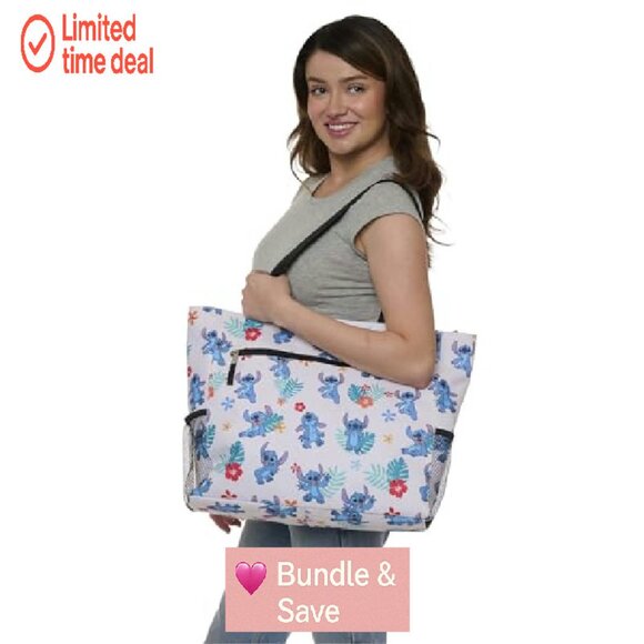 Large Nylon Tote Bag with Zipper Compartments and Mesh Pockets - Picture 6 of 8